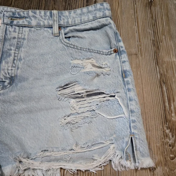 Aeropostale Blue Jean Shorts Distressed High-Waisted, Mom Short, Size 12 - Picture 3 of 16